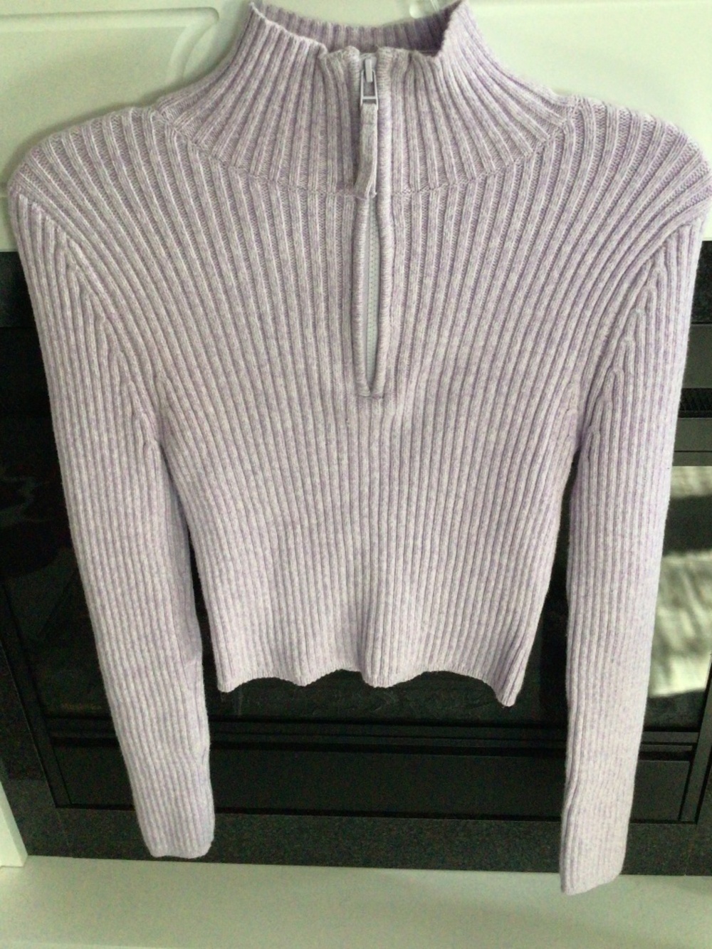 Aerie cropped quarter zip lilac sweater soft fabric